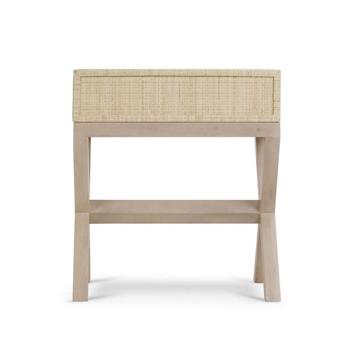 Bramble - Renoir Bedside Table Wrapped in Natural Rattan w/ Sandbar Legs - 27912RNATSNB---- - GreatFurnitureDeal