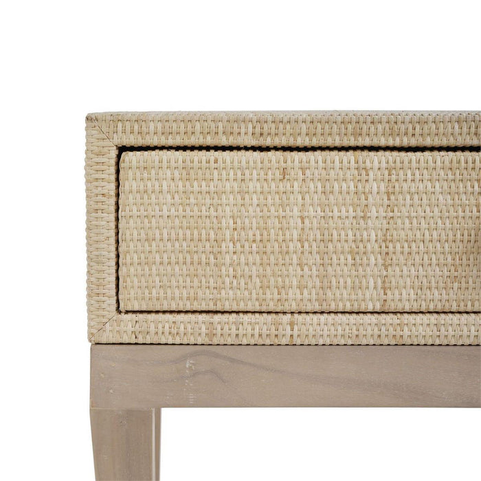 Bramble - Renoir Bedside Table Wrapped in Natural Rattan w/ Sandbar Legs - 27912RNATSNB---- - GreatFurnitureDeal