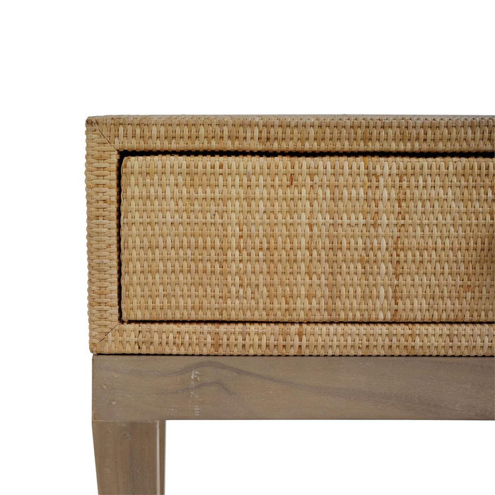 Bramble - Renoir Bedside Table Wrapped in Natural Rattan w/ Sandbar Legs - 27912RNATSNB----