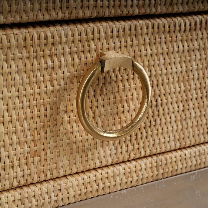 Bramble - Renoir Bedside Table Wrapped in Natural Rattan w/ Sandbar Legs - 27912RNATSNB----
