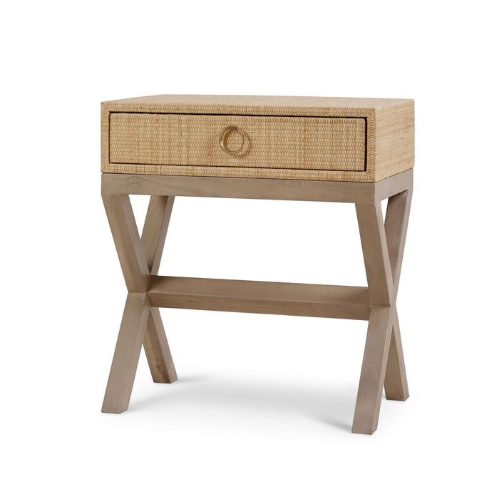 Bramble - Renoir Bedside Table Wrapped in Natural Rattan w/ Sandbar Legs - 27912RNATSNB----