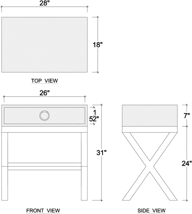 Bramble - Renoir Bedside In Rattan Natural w/ Fruitwood Legs - 27912RNATFRW---- - GreatFurnitureDeal
