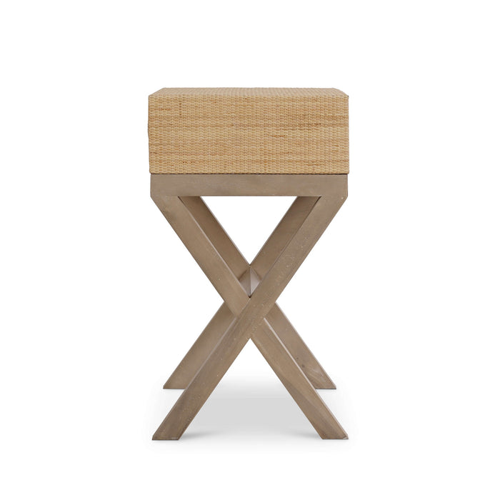 Bramble - Renoir Bedside Wrapped in Natural Rattan w/ Sandbar Legs - 27912RNATSNB---- - GreatFurnitureDeal