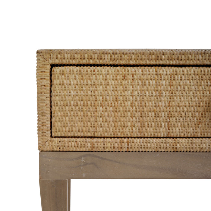 Bramble - Renoir Bedside Wrapped in Natural Rattan w/ Sandbar Legs - 27912RNATSNB---- - GreatFurnitureDeal