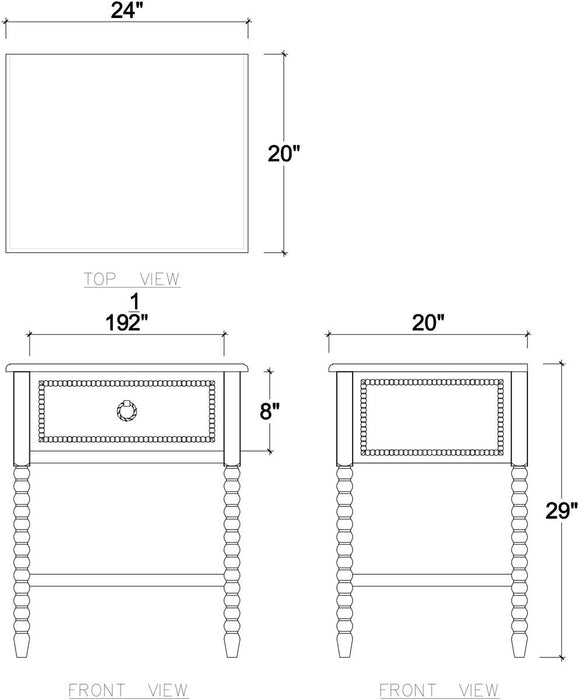 Bramble - Cholet Bedside Table in Architectural White - 27913HRW----LDT - GreatFurnitureDeal