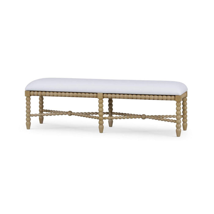 Bramble - Cholet Bench Medium in Fruitwood w/ Arctic White Performance Fabric - 27919FRWSF204---- - GreatFurnitureDeal