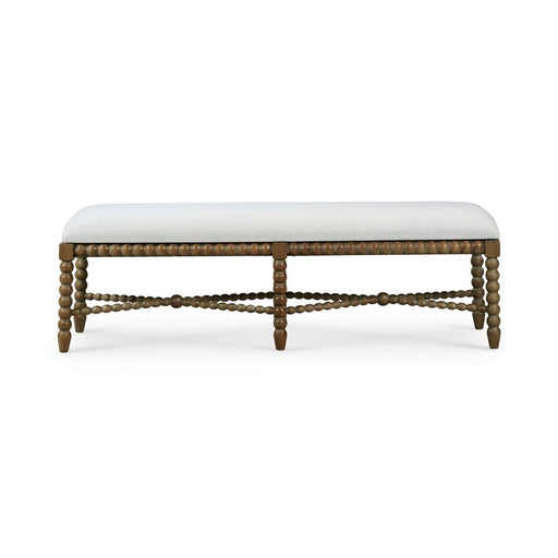 Bramble - Cholet Bench Medium in Straw Wash w/ Arctic White Performance Fabric - 27919STWSF204---- - GreatFurnitureDeal