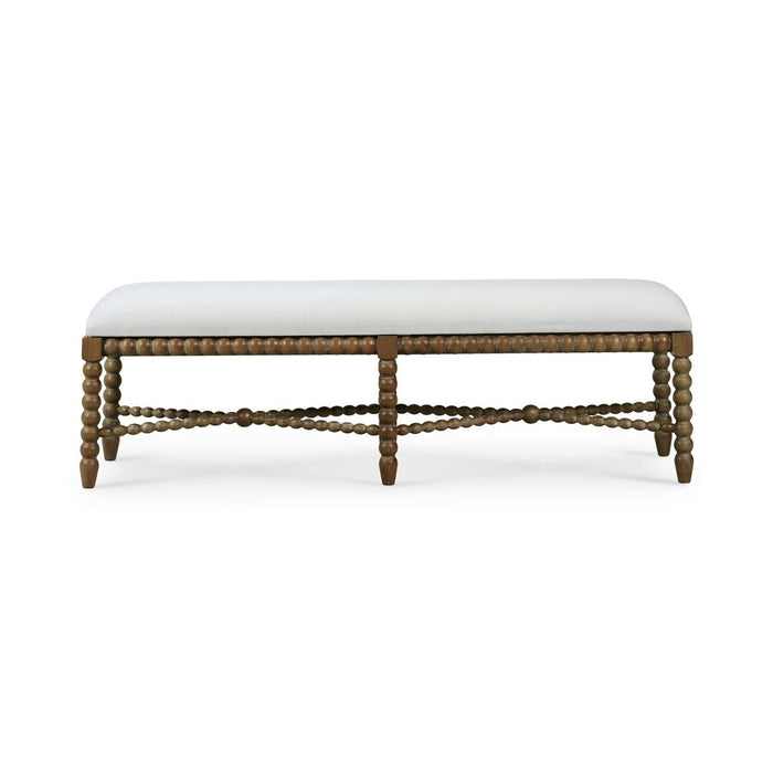 Bramble - Cholet Bench Medium in Straw Wash w/ Arctic White Performance Fabric - 27919STWSF204---- - GreatFurnitureDeal