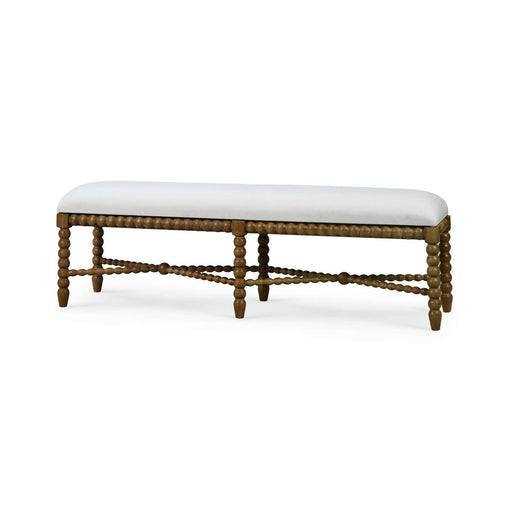 Bramble - Cholet Bench Medium in Straw Wash w/ Arctic White Performance Fabric - 27919STWSF204---- - GreatFurnitureDeal