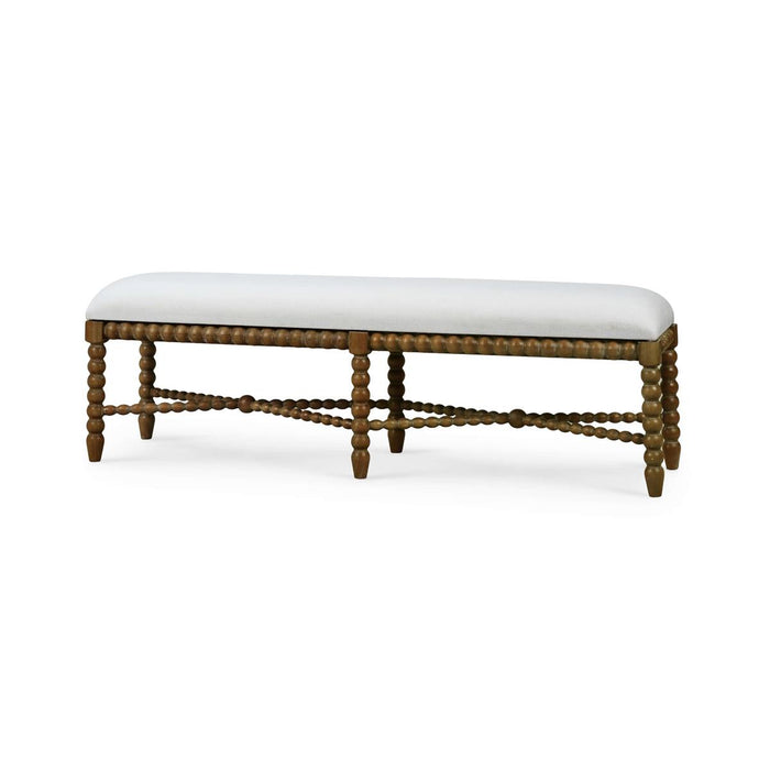 Bramble - Cholet Bench Medium in Straw Wash w/ Arctic White Performance Fabric - 27919STWSF204---- - GreatFurnitureDeal