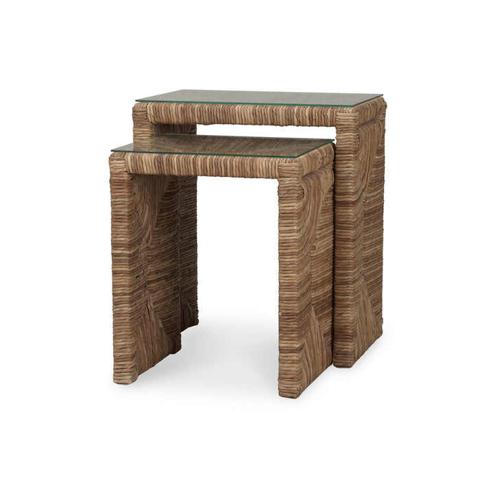Bramble - Tuscan Rush Nesting Table Set 2 w/ Tempered Glass - BR-27951 - GreatFurnitureDeal