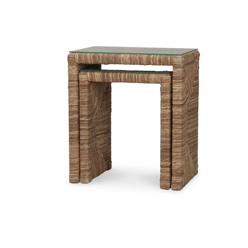 Bramble - Tuscan Rush Nesting Table Set 2 w/ Tempered Glass - BR-27951 - GreatFurnitureDeal