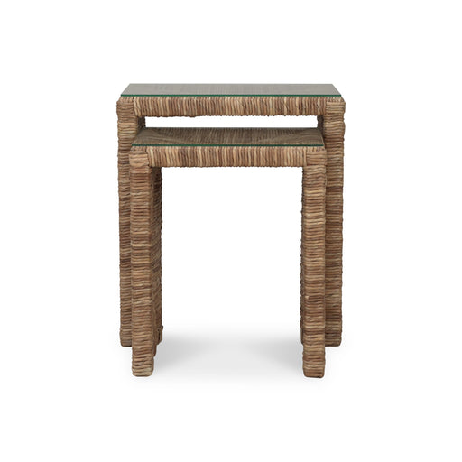 Bramble - Tuscan Rush Nesting Table Set 2 w/ Tempered Glass - BR-27951------ - GreatFurnitureDeal