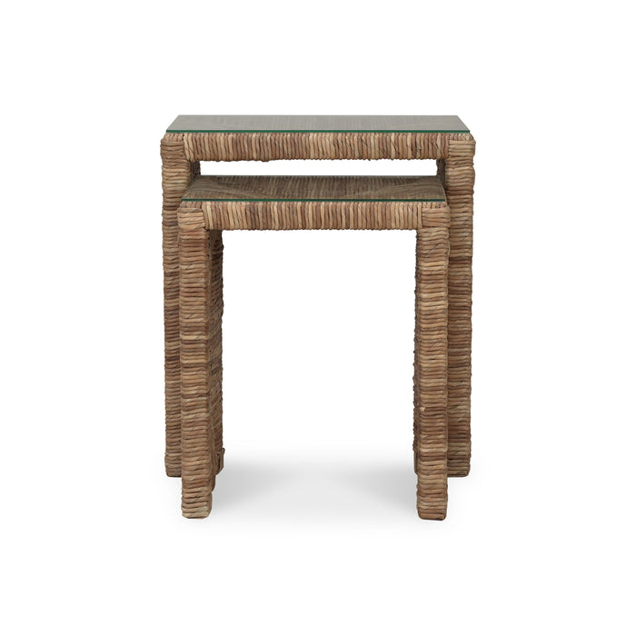 Bramble - Tuscan Rush Nesting Table Set 2 w/ Tempered Glass - BR-27951 - GreatFurnitureDeal