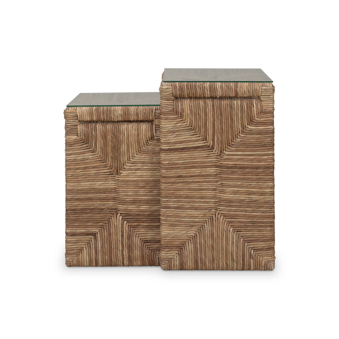 Bramble - Tuscan Rush Nesting Table Set 2 w/ Tempered Glass - BR-27951 - GreatFurnitureDeal