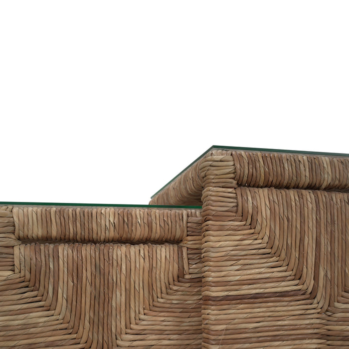 Bramble - Tuscan Rush Nesting Table Set 2 w/ Tempered Glass - BR-27951 - GreatFurnitureDeal