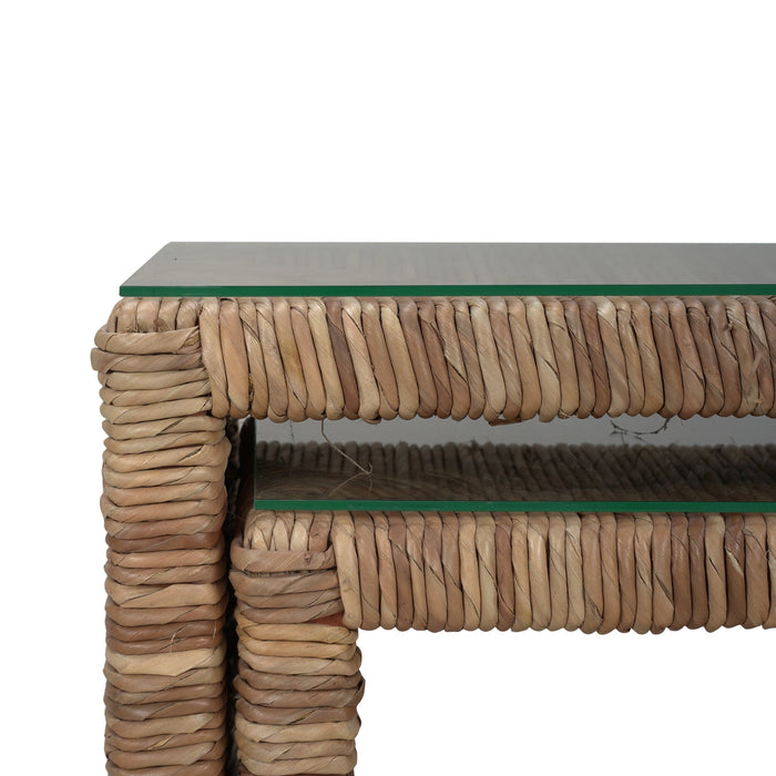 Bramble - Tuscan Rush Nesting Table Set 2 w/ Tempered Glass - BR-27951 - GreatFurnitureDeal