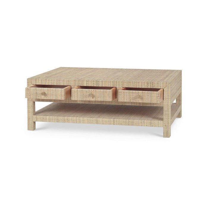 Bramble - Kagu 6 Drawer Coffee Table Wrapped in Rattan Natural - 27976RNAT----- - GreatFurnitureDeal