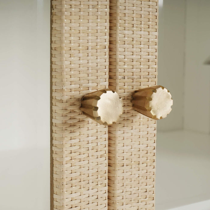 Bramble - Kagu 2 Doors Sideboard Wrapped in Natural Rattan w/ True White Interior - 27996RNAT-TRW--- - GreatFurnitureDeal