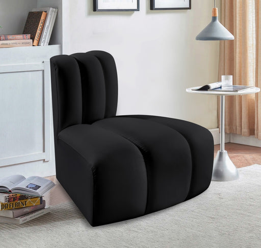 Meridian Furniture - Arc Vegan Leather Modular Chair in Black - 101Black-RC - GreatFurnitureDeal