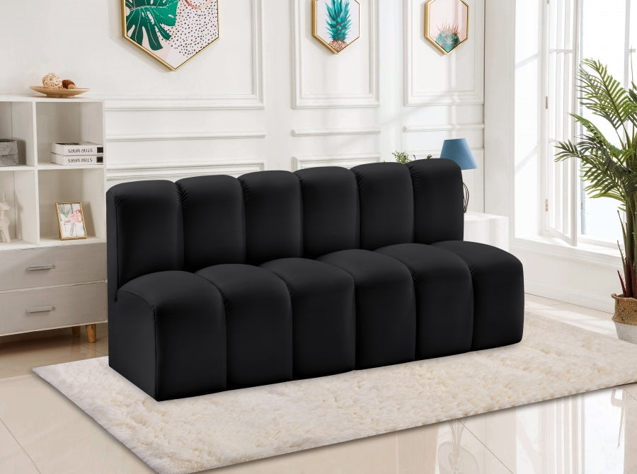 Meridian Furniture - Arc Vegan Leather Modular Sofa in Black - 101Black-S2A - GreatFurnitureDeal