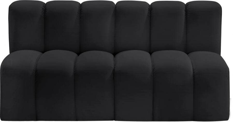 Meridian Furniture - Arc Vegan Leather Modular Sofa in Black - 101Black-S2A - GreatFurnitureDeal