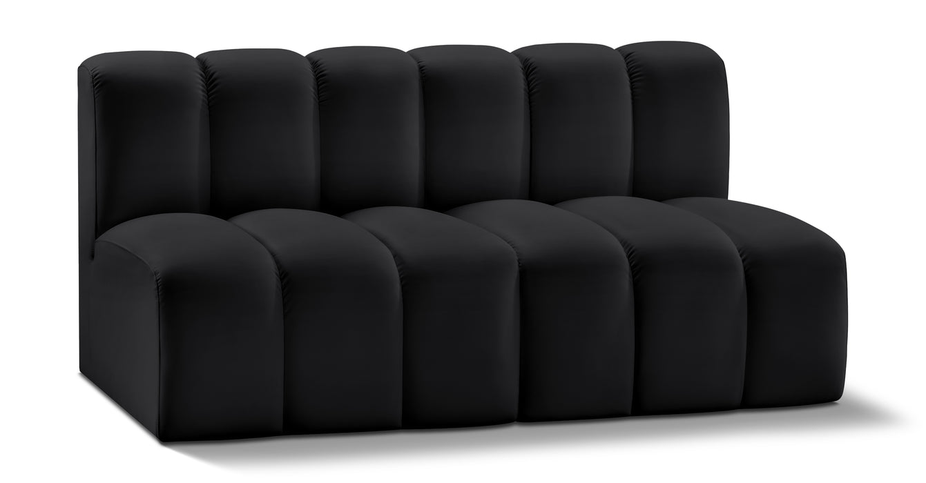 Meridian Furniture - Arc Vegan Leather Modular Sofa in Black - 101Black-S2A - GreatFurnitureDeal