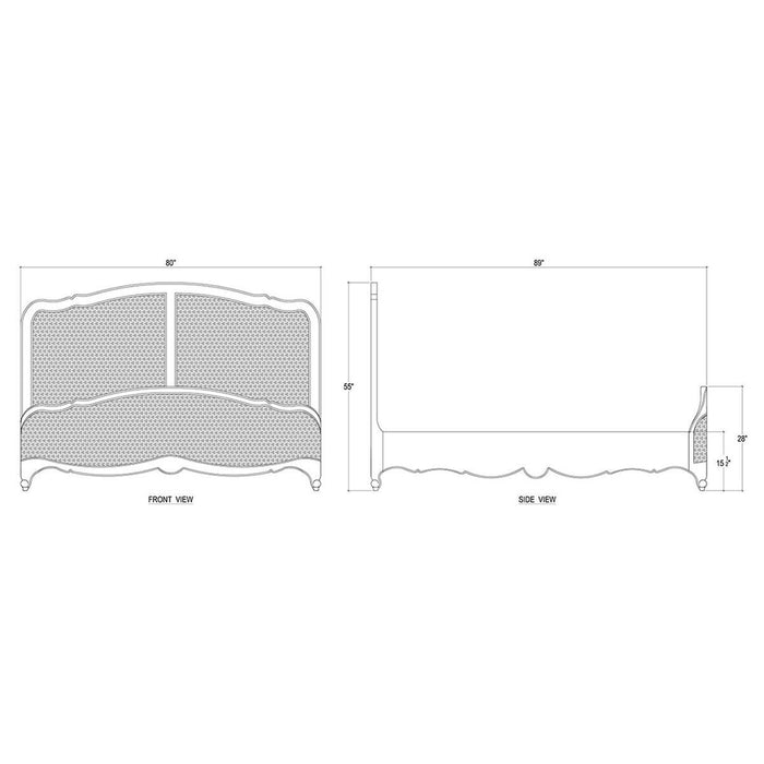 Bramble - Covington King Bed in Architectural White w/ Rattan Natural - 28025HRW-RNAT--LDT - GreatFurnitureDeal