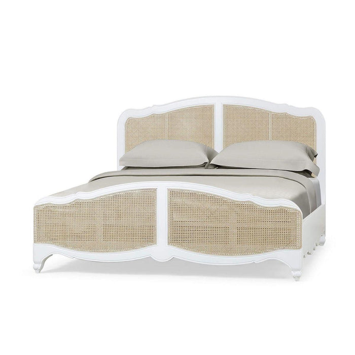 Bramble - Covington King Bed in Architectural White w/ Rattan Natural - 28025HRW-RNAT--LDT - GreatFurnitureDeal