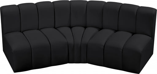 Meridian Furniture - Arc Vegan Leather 3 Piece Sectional in Black - 101Black-S3B - GreatFurnitureDeal