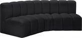 Meridian Furniture - Arc Vegan Leather 3 Piece Sectional in Black - 101Black-S3B - GreatFurnitureDeal