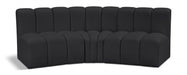 Meridian Furniture - Arc Vegan Leather 3 Piece Sectional in Black - 101Black-S3B - GreatFurnitureDeal