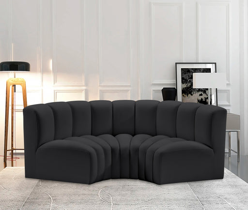 Meridian Furniture - Arc Vegan Leather 3 Piece Sectional in Black - 101Black-S3C - GreatFurnitureDeal