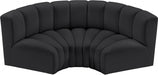 Meridian Furniture - Arc Vegan Leather 3 Piece Sectional in Black - 101Black-S3C - GreatFurnitureDeal