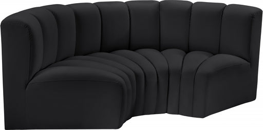 Meridian Furniture - Arc Vegan Leather 3 Piece Sectional in Black - 101Black-S3C - GreatFurnitureDeal