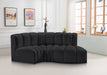 Meridian Furniture - Arc Vegan Leather 3 Piece Sectional in Black - 101Black-S3D - GreatFurnitureDeal