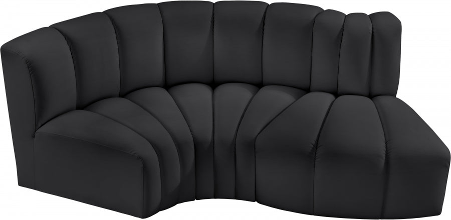 Meridian Furniture - Arc Vegan Leather 3 Piece Sectional in Black - 101Black-S3D - GreatFurnitureDeal