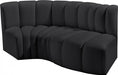 Meridian Furniture - Arc Vegan Leather 3 Piece Sectional in Black - 101Black-S3D - GreatFurnitureDeal