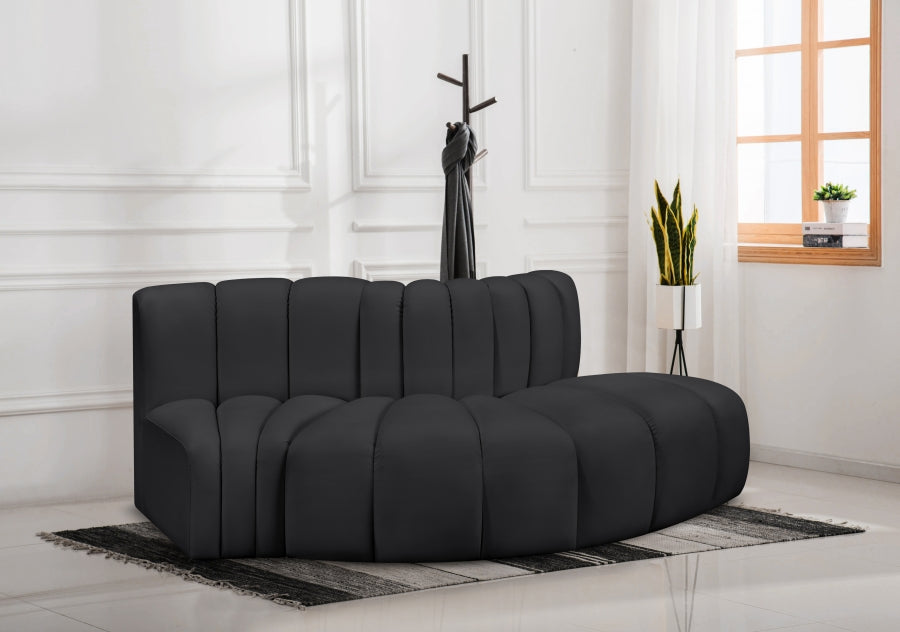 Meridian Furniture - Arc Vegan Leather 3 Piece Sectional in Black - 101Black-S3E - GreatFurnitureDeal