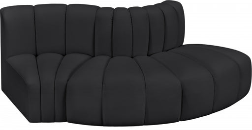 Meridian Furniture - Arc Vegan Leather 3 Piece Sectional in Black - 101Black-S3E - GreatFurnitureDeal