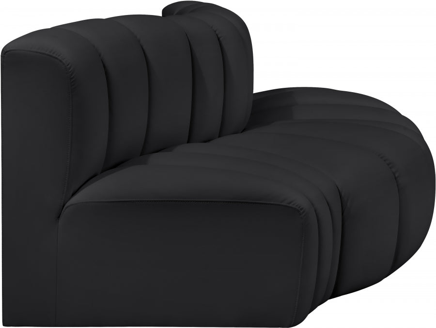 Meridian Furniture - Arc Vegan Leather 3 Piece Sectional in Black - 101Black-S3E - GreatFurnitureDeal