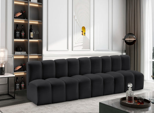 Meridian Furniture - Arc Vegan Leather Modular Sofa in Black - 101Black-S3F - GreatFurnitureDeal