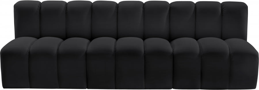 Meridian Furniture - Arc Vegan Leather Modular Sofa in Black - 101Black-S3F - GreatFurnitureDeal