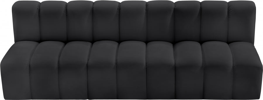 Meridian Furniture - Arc Vegan Leather Modular Sofa in Black - 101Black-S3F - GreatFurnitureDeal