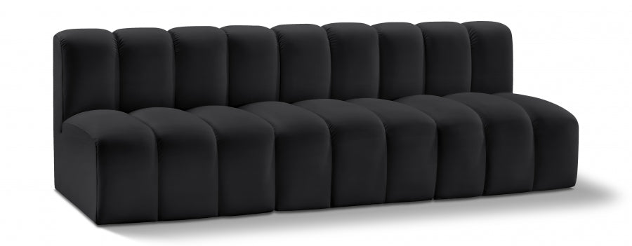 Meridian Furniture - Arc Vegan Leather Modular Sofa in Black - 101Black-S3F - GreatFurnitureDeal