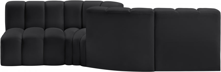 Meridian Furniture - Arc Vegan Leather 4 Piece Sectional in Black - 101Black-S4A - GreatFurnitureDeal