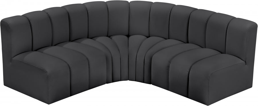 Meridian Furniture - Arc Vegan Leather 4 Piece Sectional in Black - 101Black-S4B - GreatFurnitureDeal