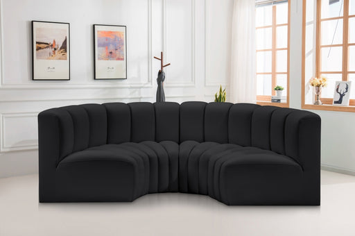 Meridian Furniture - Arc Vegan Leather 4 Piece Sectional in Black - 101Black-S4C - GreatFurnitureDeal