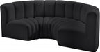 Meridian Furniture - Arc Vegan Leather 4 Piece Sectional in Black - 101Black-S4C - GreatFurnitureDeal