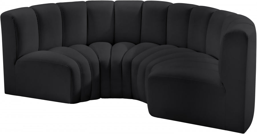 Meridian Furniture - Arc Vegan Leather 4 Piece Sectional in Black - 101Black-S4C - GreatFurnitureDeal